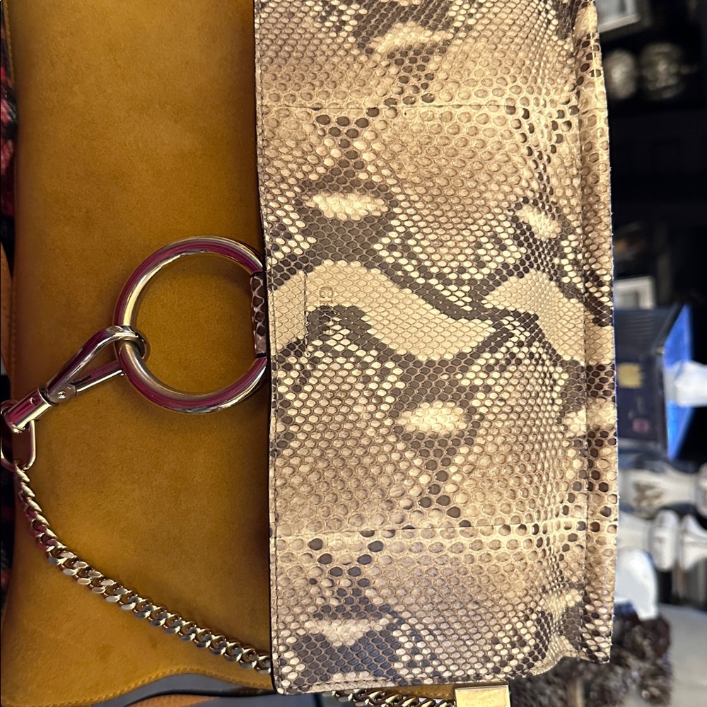 Chloe  Mustard and Snakeskin Crossbody Bag - Picture 3 of 4